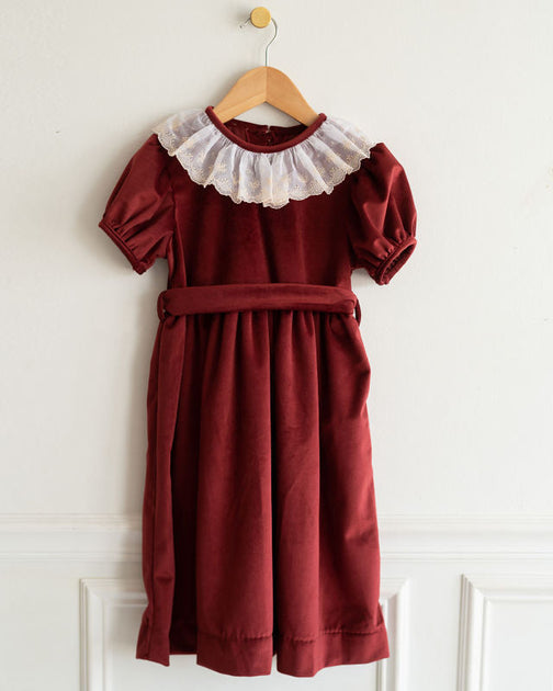 Mary Dress in Red Velvet, SIZE 7  Mary & Grace Fine Children's Clothing