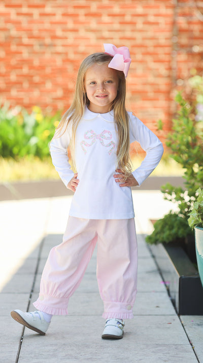Girl Peter Pan Pima Tee with Bow Applique