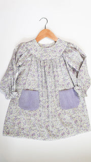 Ruth Float Dress in Gemma Meadow Liberty (#46) with Lilac Poly Cord (#63)