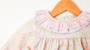 Double Ruffle Samantha Bubble in Betsy Ann Liberty (#47) with Lilac Pique (#29) and Pink Gingham (#2)