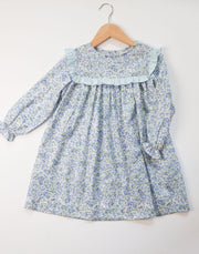 Ann Dress in Blue/Green Floral (#50) with Blue Pique (#31)