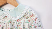 Hattie Bubble in Aqua Floral (#51) with Aqua Chambray (#32) and Aqua Lace (Trim F)