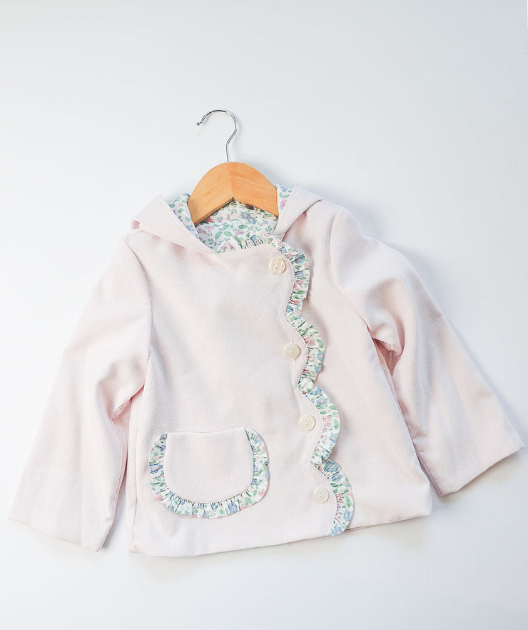Girl Steedly Jacket in Pink Poly Cord (#60) with Pink/Blue Floral (#52)