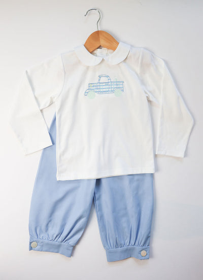 Boy Peter Pan Collar Pima Tee with Pickup Truck Applique