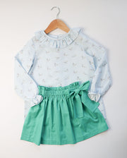 Betty Bow Skirt in Aloe Broadcloth (#36)