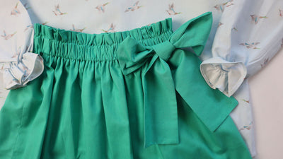 Betty Bow Skirt in Aloe Broadcloth (#36)