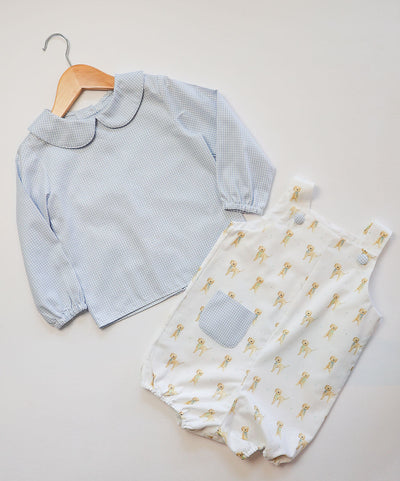 Mason Bubble in Golden Doodle (#71) with Blue Check Oxford (#5), Lined