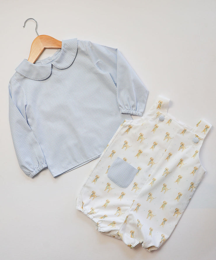 Mason Bubble in Golden Doodle (#71) with Blue Check Oxford (#5), Lined