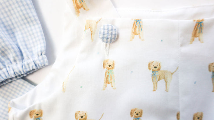 Mason Bubble in Golden Doodle (#71) with Blue Check Oxford (#5), Lined