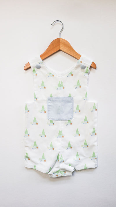 Pocket Jon Jon in Boy Christmas Tree (#77) with Blue Superfine Twill (#38), Lined