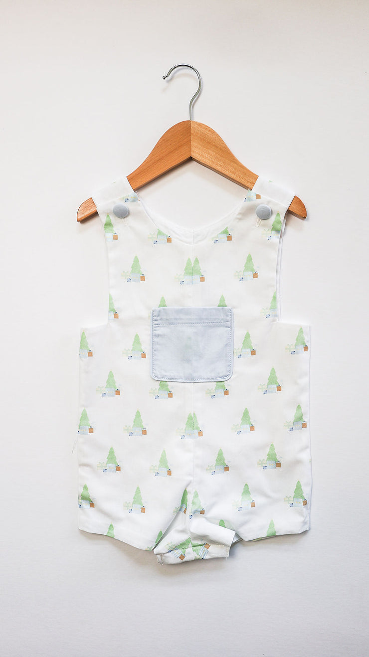 Pocket Jon Jon in Boy Christmas Tree (#77) with Blue Superfine Twill (#38), Lined