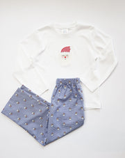 Boy Pima Tee in White with Santa Applique