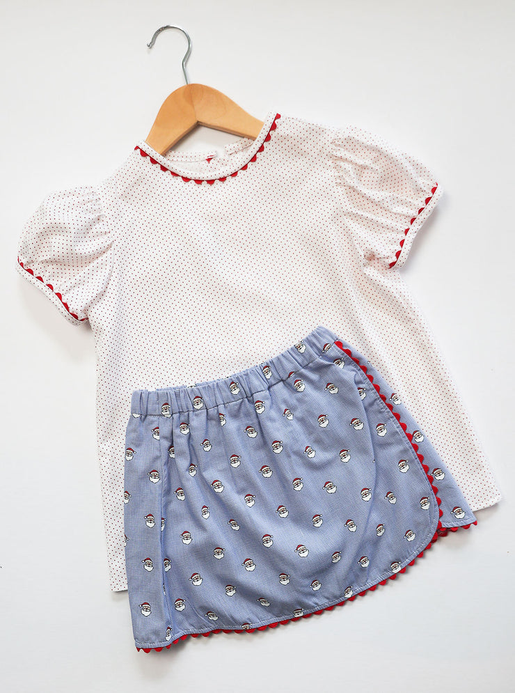 Sophie Skort in Santa (#79) with Red Ric Rac (Trim S)