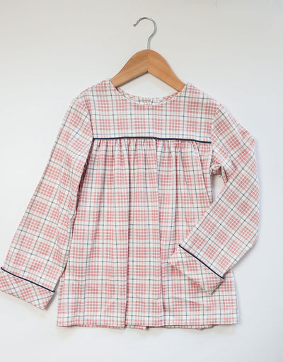 Kylie Top in Edinburgh Plaid (#18) with Navy Pique (#39)