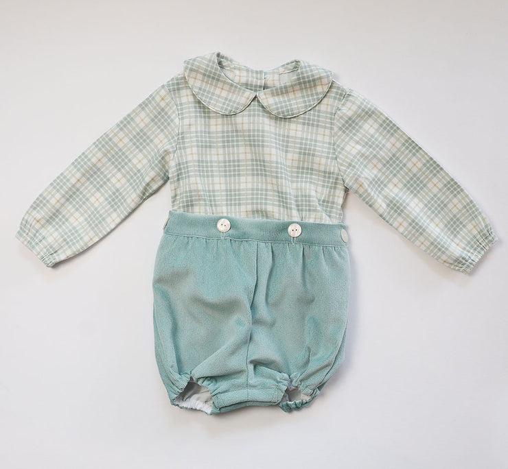 Luke Button On in Green Poly Cord (#62) with Green Plaid (#19)