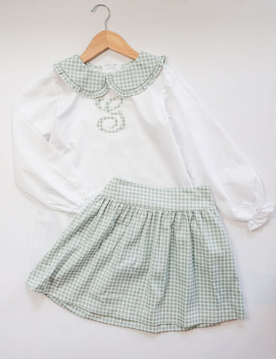 Willow Skirt in Green Windowpane (#21)