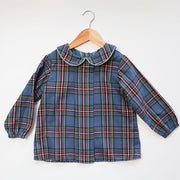 Furman Top in Navy Tartan (#22) with Green Poly Cord (#62)