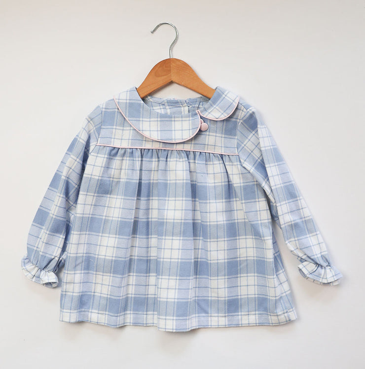 Lila Top in Blue/White Plaid (#25) with Pink Pique (#35)