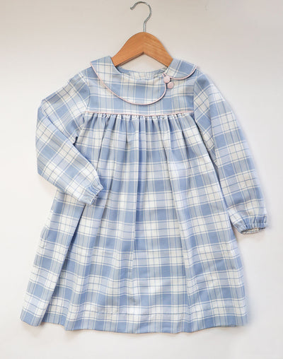 Lila Dress in Blue/White Plaid (#25) with Pink Pique (#35)