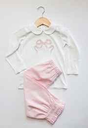 Girl Peter Pan Pima Tee with Bow Applique