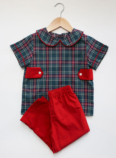 Boy Straight Pant in Red Cord (#41)