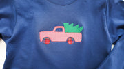 Boy Pima Tee in Navy with Christmas Truck Applique