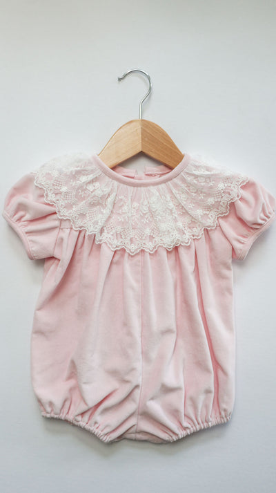 Marie Bubble in Pink Velveteen (#58) with Spanish Netting (Trim I)