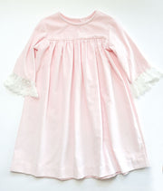 Belle Dress in Pink Velveteen (#58) with Spanish Netting (Trim I)