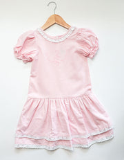 Alma Lee Dress in Pink Check Oxford (#9) with Basic Eyelet (Trim N)