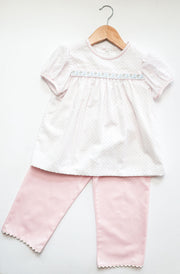 Chloe Pant in Pink Pique (#35) with White Ric Rac (Trim O)
