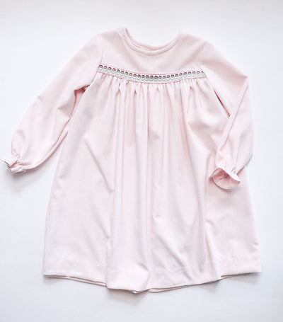 Brigitte Ribbon Dress in Pink Poly Cord (#60) with Pink Check Oxford (#9) and Santa Ribbon (Trim R45)
