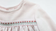 Brigitte Ribbon Dress in Pink Poly Cord (#60) with Pink Check Oxford (#9) and Santa Ribbon (Trim R45)