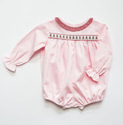 Emery Ribbon Bubble Pink Pique (#35) with Red Gingham (#7) and Gingerbread Girl Ribbon (Trim R6)