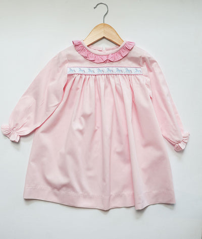 Samantha Ribbon Dress in Pink Pique (#35) with Hot Pink Gingham (#10) and Unicron Ribbon (Trim R21)