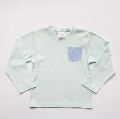 Boy Pima Tee in Mint with Pocket Applique