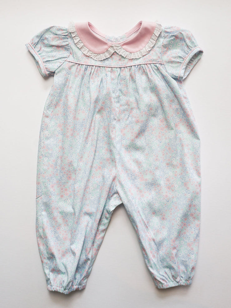 Jane Bubble in Mint Floral (#55) with Pink Pique (#35) and Pink Lace (Trim D)