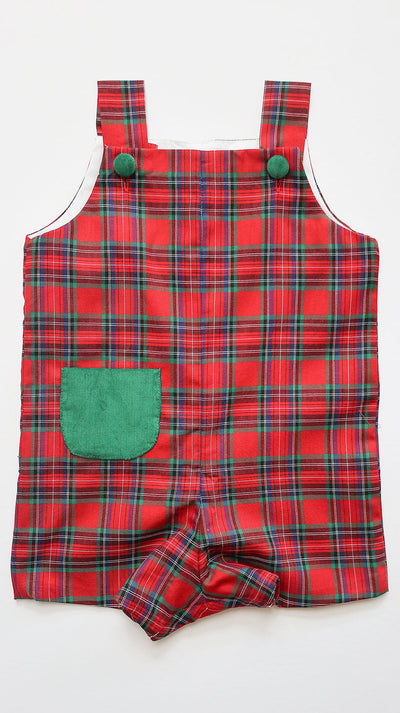 Max Overall Short in Red Tartan (#24) with Kelly Cord (#42), Lined