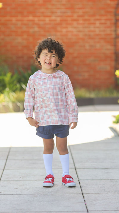 George Top in Edinburgh Plaid (#18) with Champagne Edging (Trim J)
