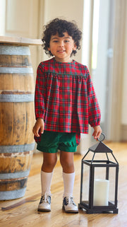 Vaughn Top in Red Tartan (#24) with Kelly Cord (#42)