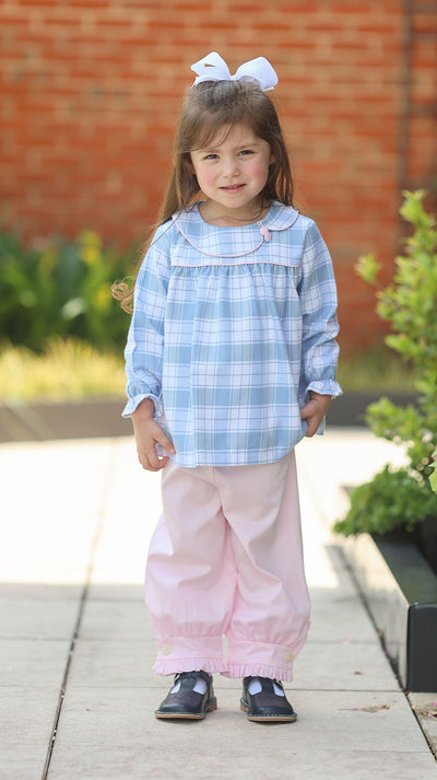 Lila Top in Blue/White Plaid (#25) with Pink Pique (#35)