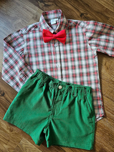 Boy Button Down in Red Tartan, SIZE 6