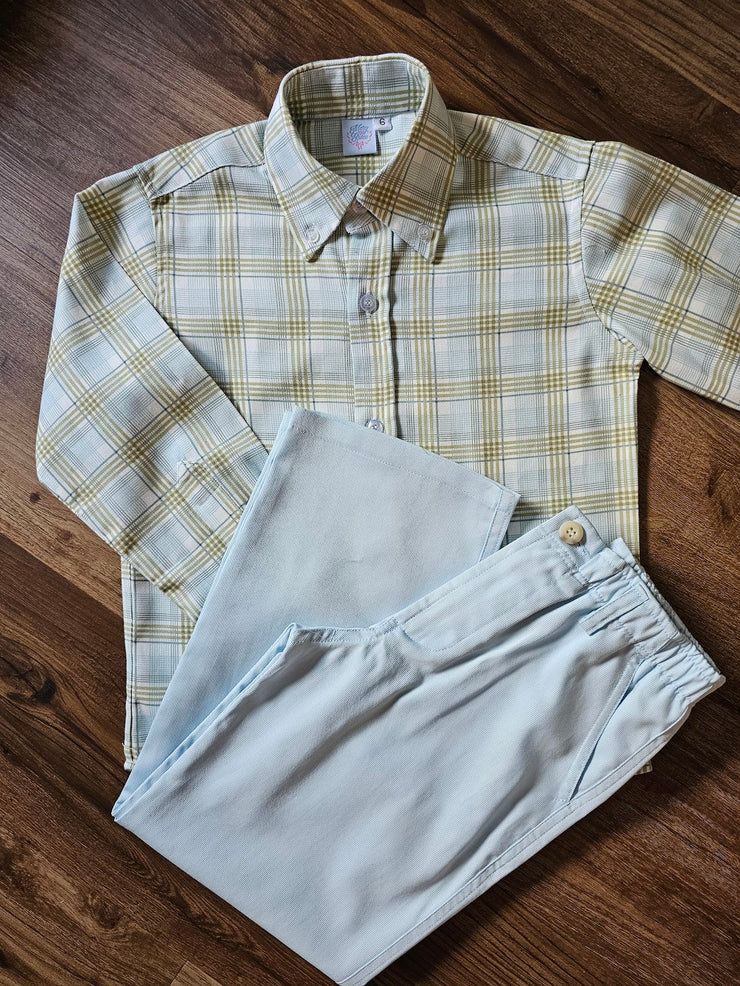 Boy Button Down in Julien Plaid, SIZE 6