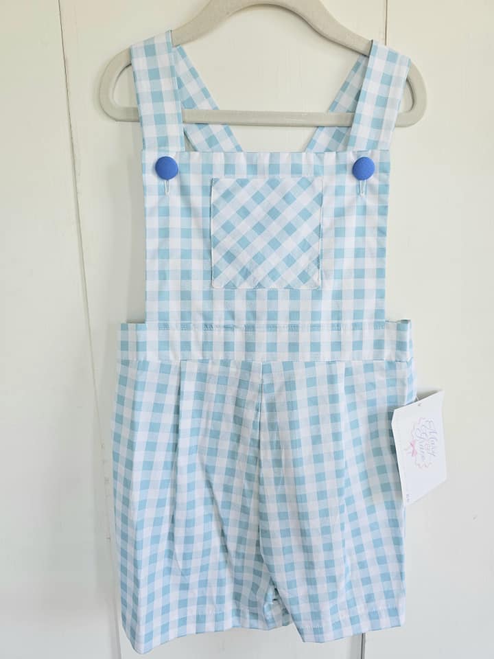 Ashton Romper in Picnic Plaid w/ Cobalt, SIZE 5