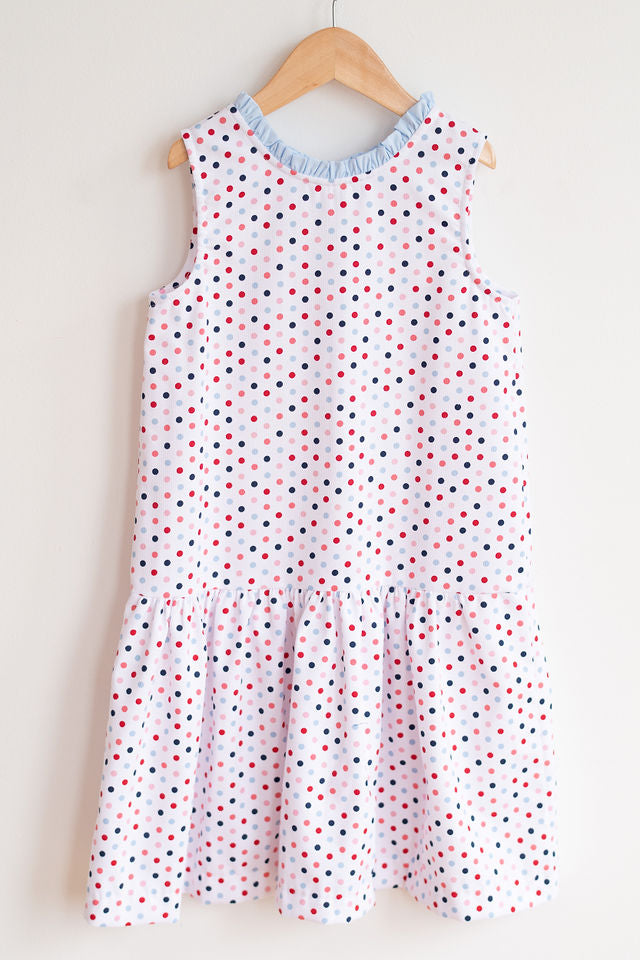 Drop Waist Dress in Multi Dot Pique, SIZE 10