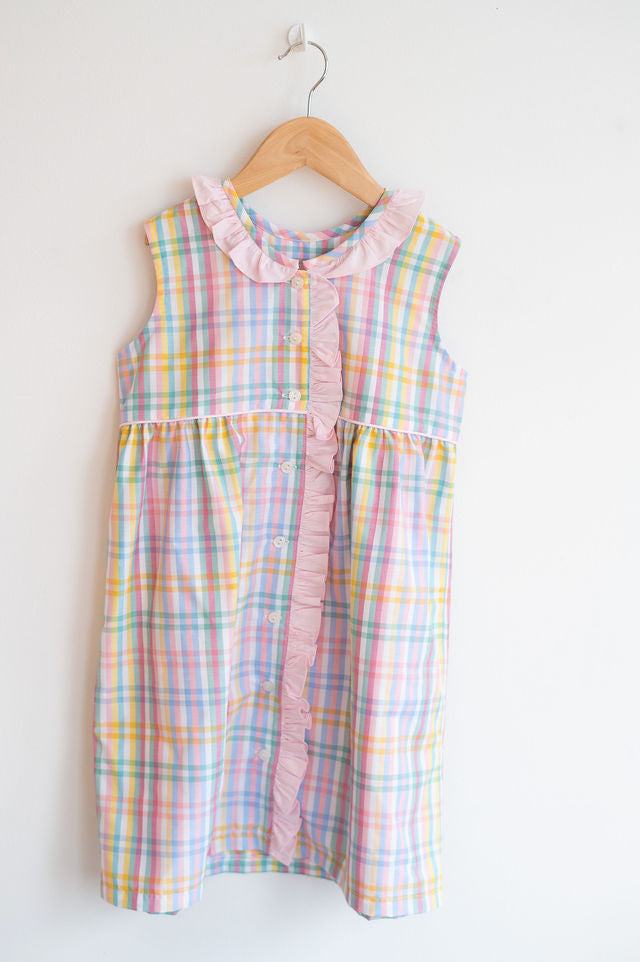 Side Ruffle Dress in Pawley’s Plaid, SIZE 4T & 7