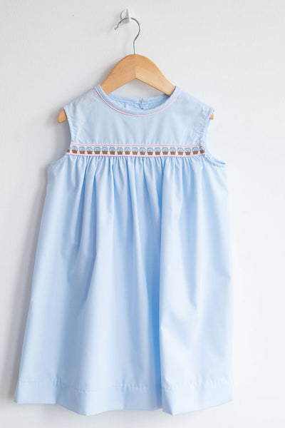 Brigitte Ribbon Dress in Watercolor Broadcloth, SIZE 5