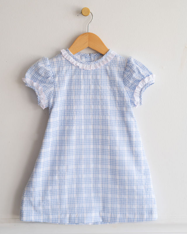 Jones Dress in Blue/White Plaid, LINED, SIZE 4T