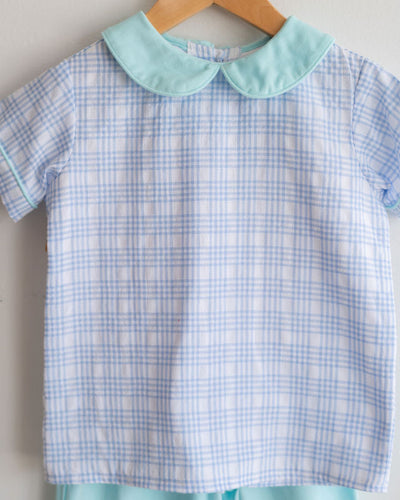 Tyler Top in Blue/White Plaid, LINED, SIZE 5