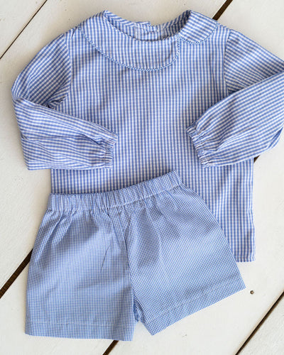 Boy Plain Short in Royal Gingham, SIZE 3T