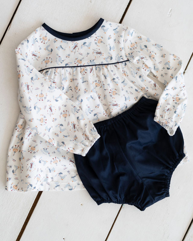 Cotter Top in Blue Geese, SIZE 3T